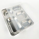 Hospital Tray Manufacturer - Stainless Steel 5 Compartment Rectangular Plate
