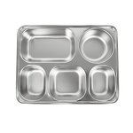 Dining Tray Manufacturer - 5 Divided Stainless Steel Food Plate with Lid