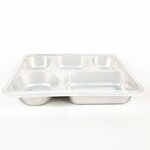Hospital Tray Manufacturer - Stainless Steel 5 Compartment Rectangular Plate