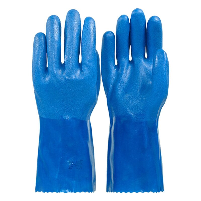 PVC Gloves Manufacturer - Heavy-Duty Blue Waterproof Acid Alkali Resistant