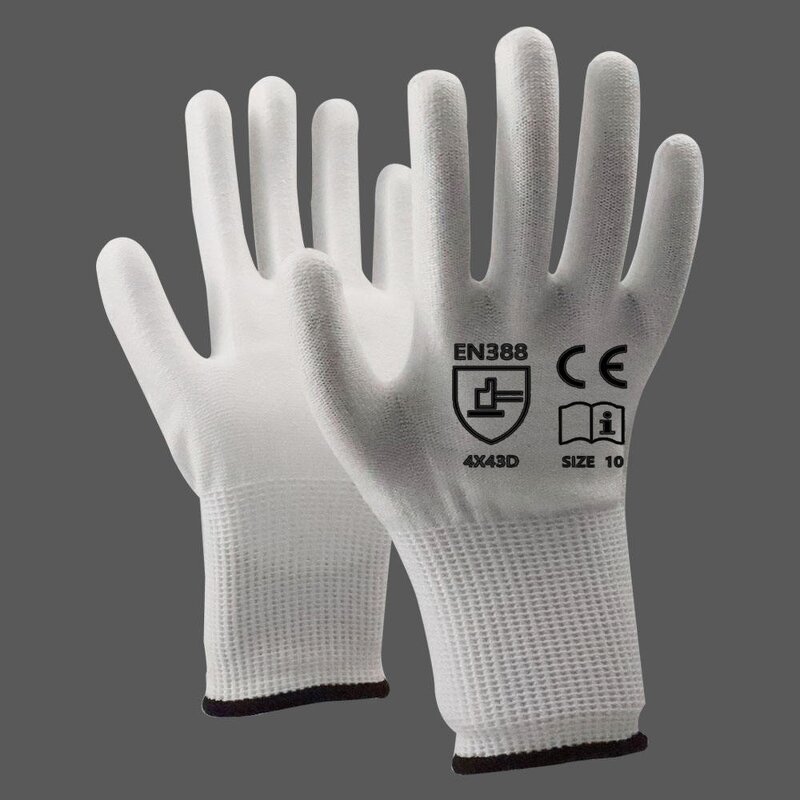 Work Gloves Manufacturer - OEM Custom White PU Coated HPPE Gloves