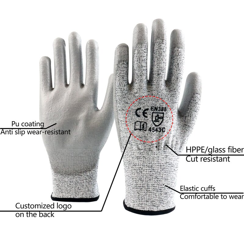Work Safety Gloves Manufacturer - HPPE En388 4543 PU Coated Gloves