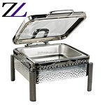 Chafing Dish Manufacturer - Black Silver Induction 6L Square Glass Lid