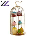 Dessert Table Decor Supplier - Brass Bird Cage Cupcake Serving Tray