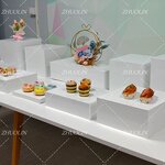 Acrylic Dessert Stand Manufacturer - White Buffet Riser Display Stand