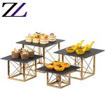 Buffet Display Rack Supplier - LED Acrylic Gold Ceramic Cupcake Stand