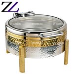 Buffet Warmer Set Supplier - Silver Gold Hammered Induction Banquet