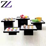 Acrylic Food Stand Factory - Black Rectangle White Cake Buffet Riser