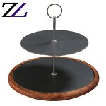 Food Serving Plate Supplier - Black Wood Plate with Punch Handle