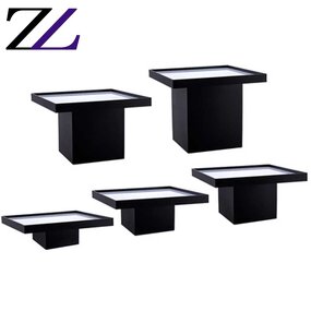 Acrylic Food Stand Factory - Black Rectangle White Cake Buffet Riser