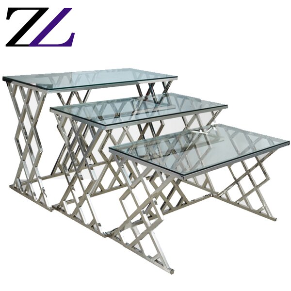 Buffet Table Factory - Tempered Glass Top Stainless Steel Mirrored