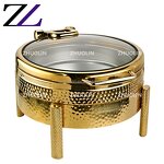 Chafing Dish Manufacturer - Induction-Friendly Gold Fancy Hammered Set