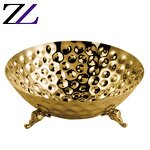 Bowl Set Supplier - Round Moon Gold Plated Hammered Copper Brass
