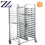 Food Tray Rack Trolley Supplier - 4 Wheels Stainless Steel Bakery Trolley
