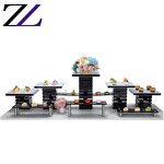 Food Stand Supplier - Black Base White Tray Wedding Buffet Tableware