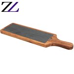 Food Serving Plate Supplier - Black Wood Plate with Punch Handle