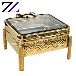 Chafing Dish Manufacturer - Induction-Friendly Gold Fancy Hammered Set