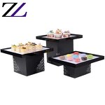 Cake Stand Manufacturer - Metal 3 Tier Acrylic Platters Black Base