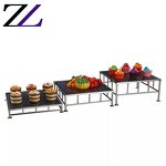 Food Stand Supplier - Black Base White Tray Wedding Buffet Tableware