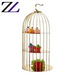 Dessert Table Decor Supplier - Brass Bird Cage Cupcake Serving Tray