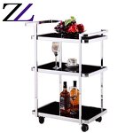 Coffee Tea Trolley Supplier - 3-tier Gold Stainless Steel Service Cart