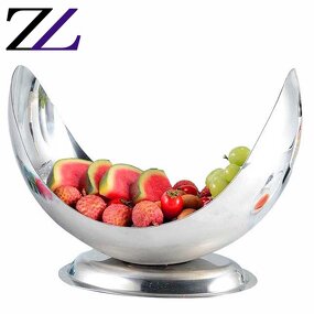 Fruit Bowl Manufacturer - Handmade Brass Antique Half Moon with Stand