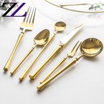 Flatware Set Manufacturer - Matte Antique Brass Blue Handle Cutlery