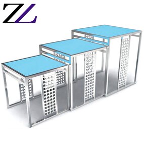 Buffet Table Manufacturer - Stainless Steel Frame Glass Top Led Bar
