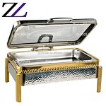 Chafing Dish Manufacturer - Black Silver Induction 6L Square Glass Lid