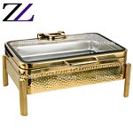 Chafing Dish Manufacturer - Induction-Friendly Gold Fancy Hammered Set
