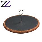 Food Serving Plate Supplier - Black Wood Plate with Punch Handle