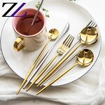 Cutlery Set Supplier - 304 Gold Plated White Handle Bulk Flatware