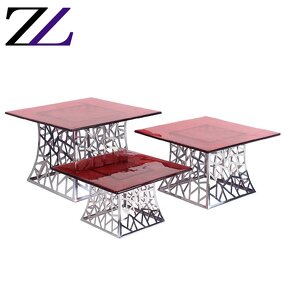 Dessert Display Stand Supplier - Clear Glass Plates Silver Cupcake Set