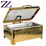 Chafing Dish Supplier - 8 Quarts Brass Gold Unique Glass Lid Luxury