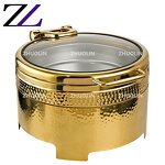 Chafing Dish Supplier - 8 Quarts Brass Gold Unique Glass Lid Luxury