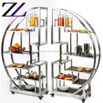Buffet Display Stand Supplier - Wall Mounted Stainless Steel Mobile Cart