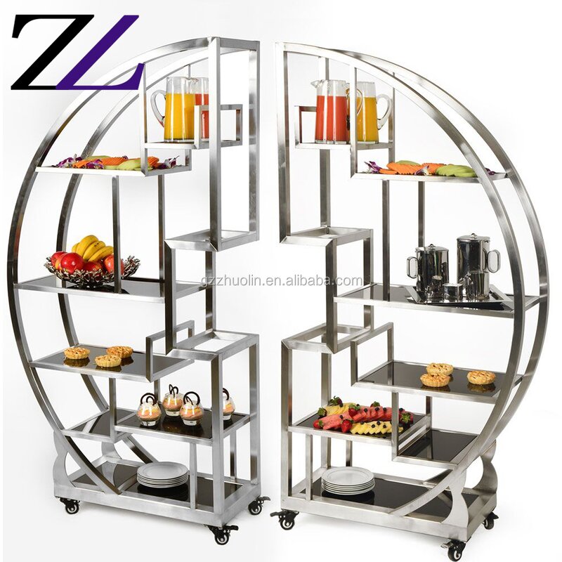Buffet Display Stand Supplier - Wall Mounted Stainless Steel Mobile Cart