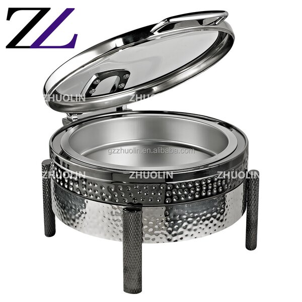 Chafing Dish Factory - Stainless Steel Hammered Glass Lid Set