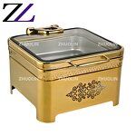 Chafing Dish Supplier - Hydraulic Round Gold 6L Fuel Heating Set
