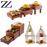 Buffet Display Rack Supplier - LED Acrylic Gold Ceramic Cupcake Stand