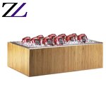 Beverage Cooler Display Supplier - Rectangular Stainless Steel Wood Ice