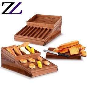 Wooden Display Rack Supplier - Sapele Wood Buffet Bread Display Stand