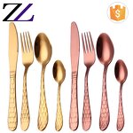 Flatware Set Manufacturer - Mirror Polished Hammered Rose Gold Cutlery