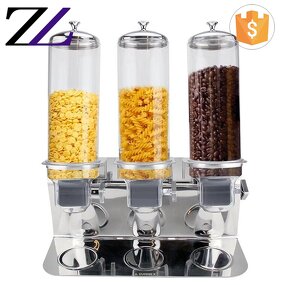 Food Dispenser Supplier - 3 Tank Acrylic Cereal Dry Bulk Dispenser