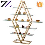Dessert Buffet Stand Manufacturer - Triangle Pyramid 4 Tiers Glass Platters