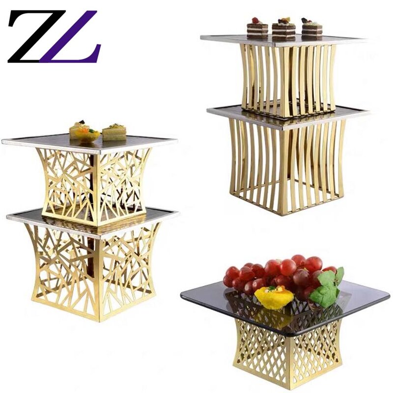 Dessert Stand Manufacturer - Gold Glass Cake Platters Buffet Risers