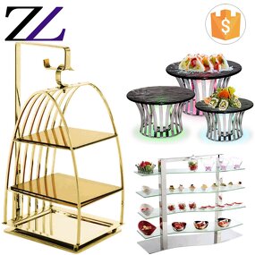 Dessert Display Stand Supplier - Gold 3 Tier Birdcage Cupcake Catering