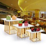 Dessert Stand Manufacturer - Gold Glass Cake Platters Buffet Risers