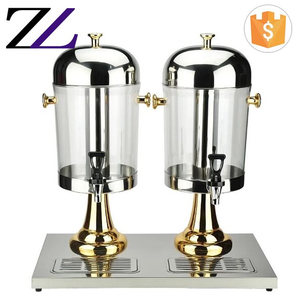 Juice Dispenser Manufacturer - 2-Tank Gold Glass Cold Drink Machine