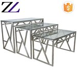 Buffet Table Factory - Tempered Glass Top Stainless Steel Mirrored